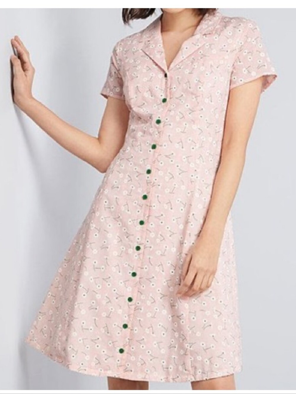Modcloth Daytime Dynamo Pink Floral Button-Front Dress With Tie Back Size 24